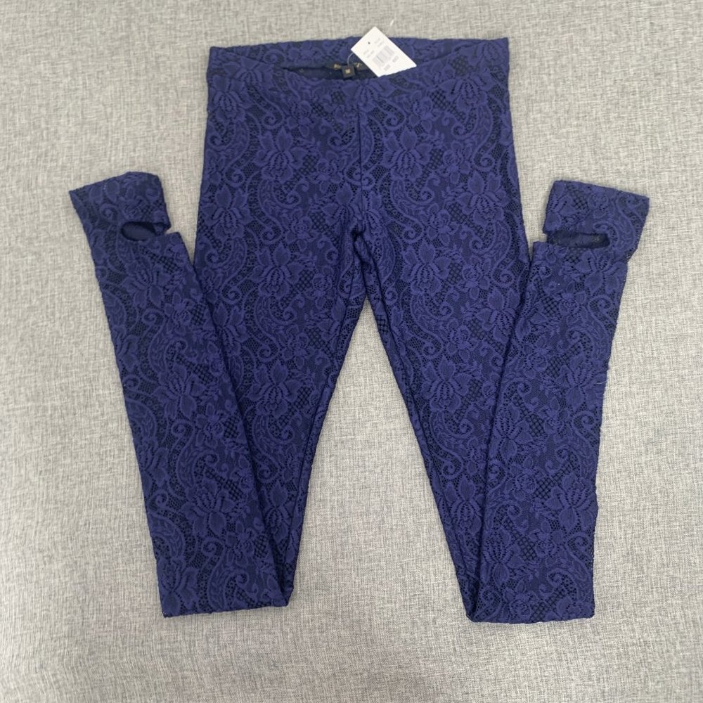 Brand New Kova‎ & T Lace Bluish Purple Leggings Medium Nylon & Spandex Low Rise